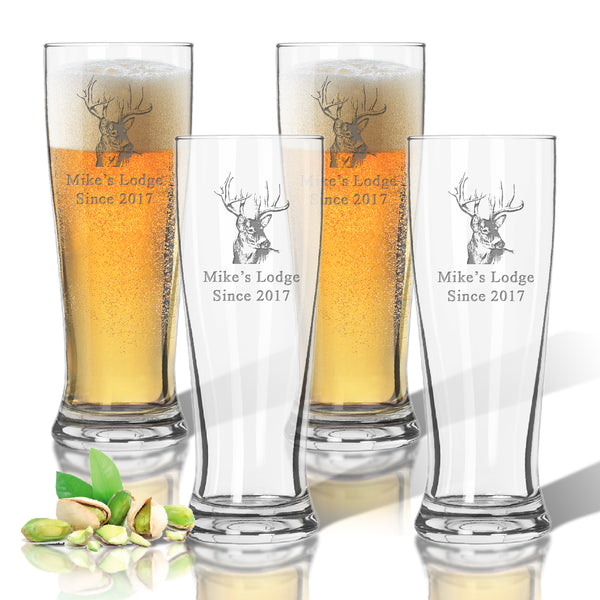 Buck Lodge Personalized Pilsner Glass Set