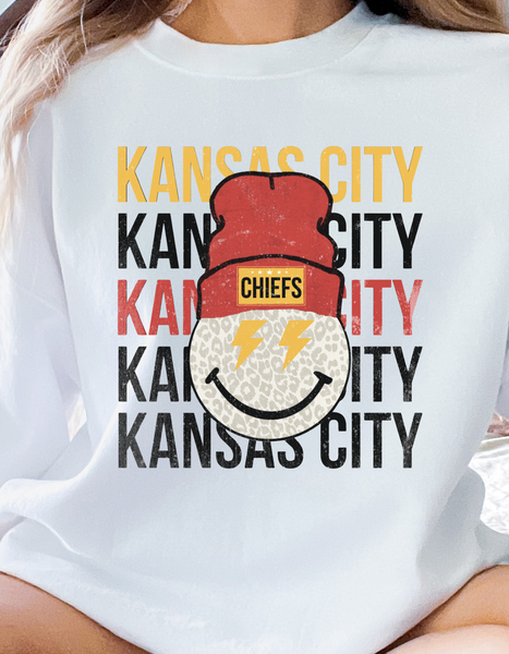 Kansas City Chiefs Retro Smiley Face Sweatshirt