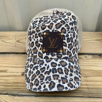 Upcycled LV Leopard Print Baseball Hat