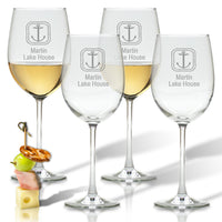 PERSONALIZED ROPE ANCHOR WINE STEMWARE - SET OF 4 (GLASS)
