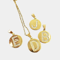 Pave Coin Initial Necklace