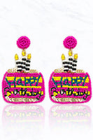 Happy Birthday Beaded Earrings