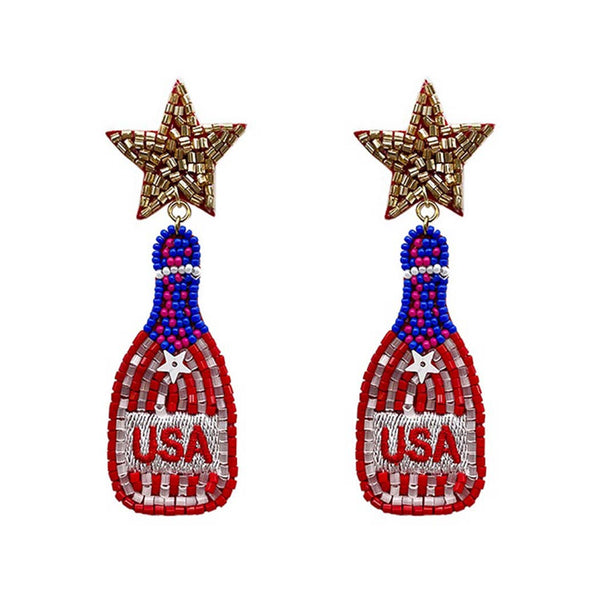 USA Champagne Beaded Earrings