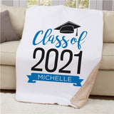 Personalized Graduate Hat With Banner Sherpa Blanket