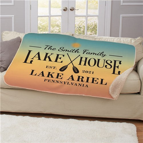 Personalized Lake House Sherpa Blanket