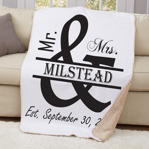 Personalized Mr. and Mrs. Sherpa Throw