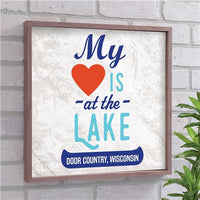 Personalized My Heart Is At The Lake Wood Wall Decor