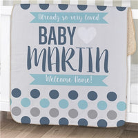 Personalized Polka Dots Baby Sherpa Blanket