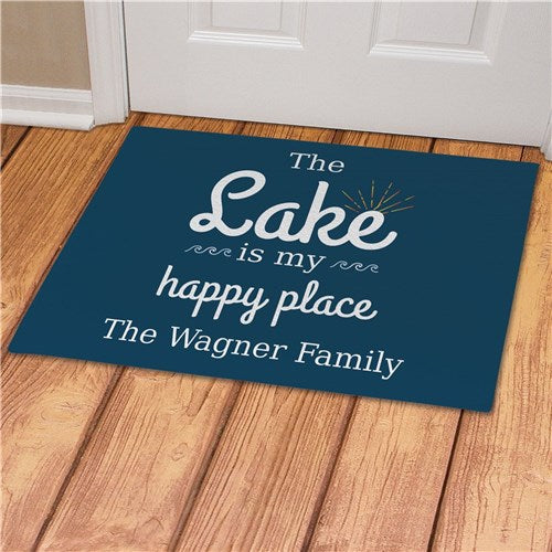 Personalized The Lake is my Happy Place Doormat