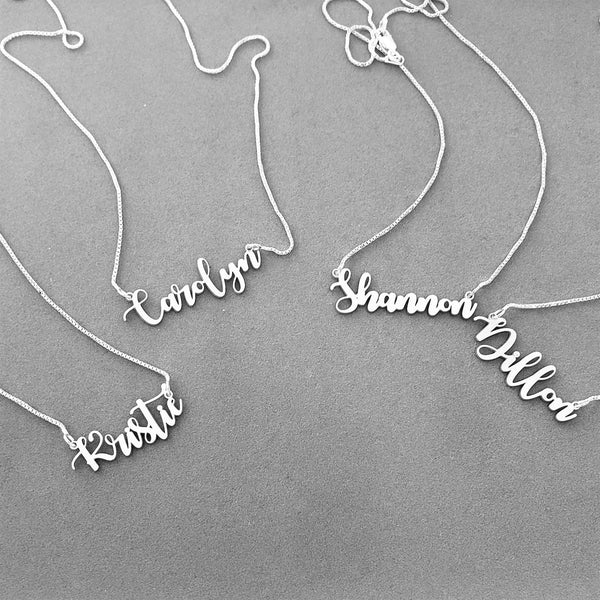Sterling Silver Personalized Script Name Necklace