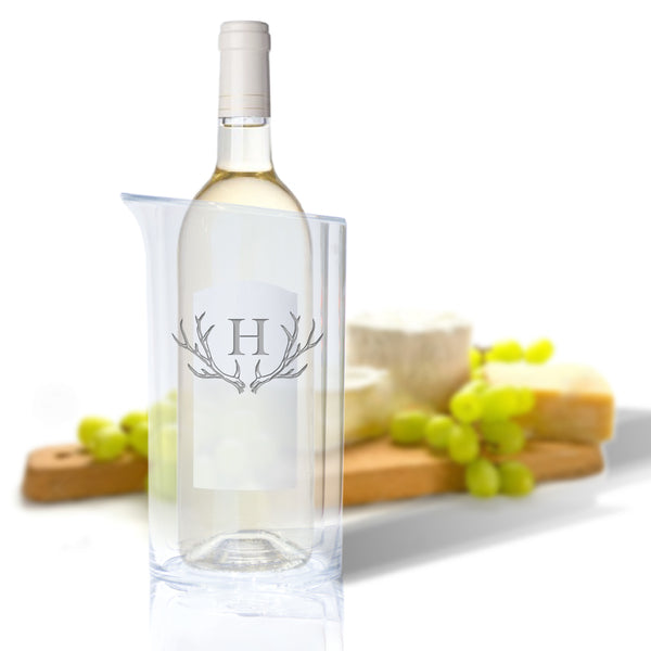 Personalized Iceless Wine Bottle Cooler - Antler Initial Motif