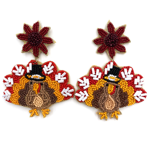 Thanksgiving Turkey Seed Bead Earring