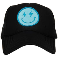 Turquoise Lightning Happy Face Foam Trucker Hat