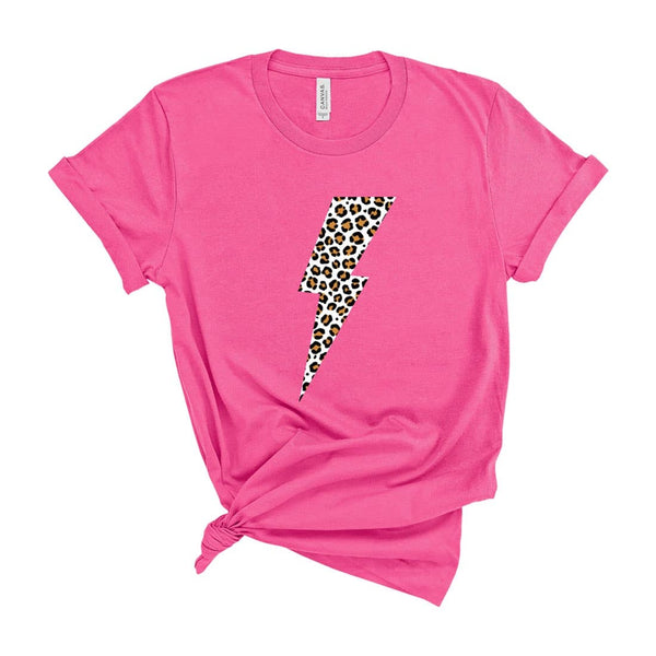 Pink Leopard Lightning Bolt T-Shirt