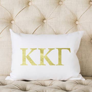 Sorority Gold Initial Pillow  | 19 sororities available