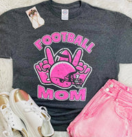 Neon Pink and Gray Football Mom T Shirt