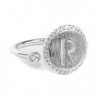Sterling Silver Initial Ring with Cubic Zirconia's