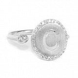 Sterling Silver Inital Ring with Cubic Zirconia, Expandable Sterling Silber Inital Ring