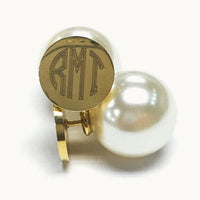 Pearl Back Monogram Earrings-360 earring-Silver or Gold