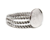 Engraved Stackable Sterling Silver Rope Band Ring Set