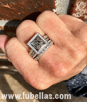 Engraved Square Stackable Ring Set