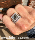 Engraved Square Stackable Ring Set