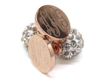 Engraved Crystal Ball Earrings in Gold, Rose Gold, Silver