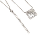 Engraved Sterling Silver Necklace with Cubic Zirconia square