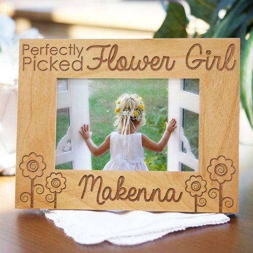Perfectly Picked Flower Girl Wood Picture Frame-Wooden Flower Girl Frame-Personalized Flower Girl Frame-Engraved Flower Girl Frame