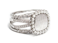 Engraved Sterling Silver Tiple Band Ring