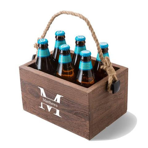 Personalized Beer Caddy with Rope Handle-Custom Beer Caddy-Monogram Beer Caddy