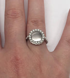 Monogram Pearl Ring-Monogram Pearl Border Ring-Sterling Silver or Gold or Rose Gold, Engraved Sterling Silver Ring with Pearl Border