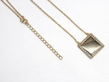 Engraved Necklace with Cubic Zirconia Square Border