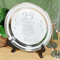 Engraved Wedding Anniversary Silver Plate