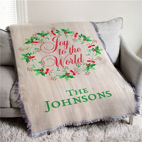Personalized Joy To The World Throw-Personalized Christmas Throw-Holiday Throw