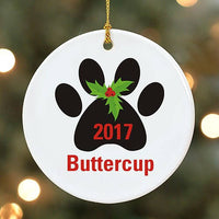 Personalized Paw Print Ornament-Personalized Christmas Paw Ornament