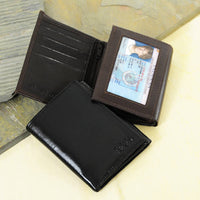 Personalized Leather Wallet-Oxford Tri-fold Genuine Leather Wallet