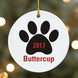 Personalized Paw Print Ornament-Personalized Christmas Paw Ornament