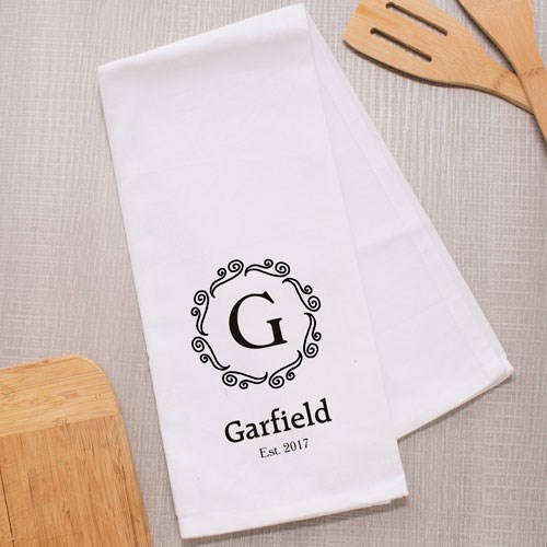 Personalized Family Name Dish Towel-Personalized Kitchen Towel with Est date