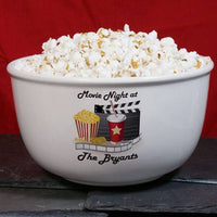 Personalized Movie Night Popcorn Bowl-Movie Night Ceramic Bowl-Home Theater Bowl