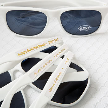 Personalized Metallic Sunglasses in White (Pack of 50)