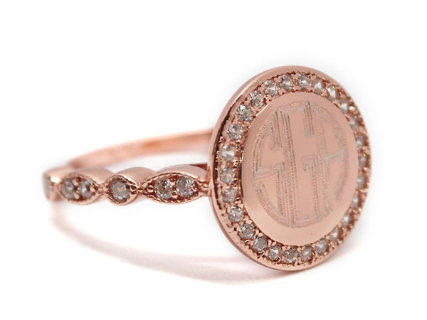 Engraved Rose Gold Plated Decorative Band Ring