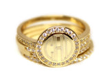 Monogram Stackable Gold Plated Ring, Engraved Stackable Ring Set in Gold