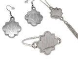 Engraved Quatrefoil Necklace, Bracelet and Earrings Set