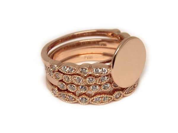 Monogram Rose Gold Plated Stackable Ring