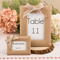 Rustic Burlap Frame with Bow, Rustic Table Number Sign, Rustic Wedding Decor Frame