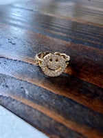 Gold Smiley Face ring with CZ’s