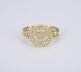 Gold Smiley Face ring with CZ’s