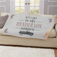 Personalized Welcome To The Farmhouse Sherpa Throw