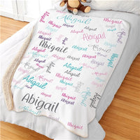 Personalized Colorful Script Names Sherpa Blanket